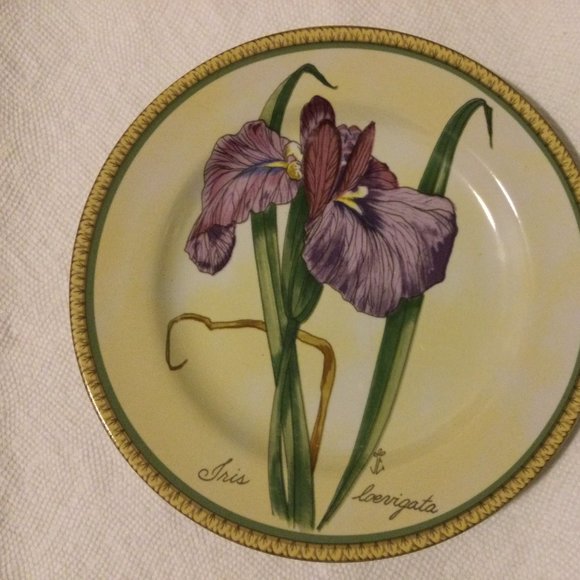 2 American Atelier Botanical Salad dessert plates stoneware floral purple - Picture 2 of 4